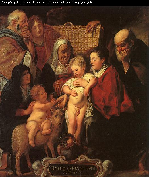 Jacob Jordaens The Holy Family with St.Anne, the Young Baptist and his Parents